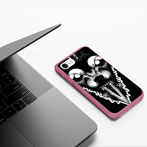Чехол iPhone 7/8 матовый Фенрир / 3D-Малиновый – фото 3