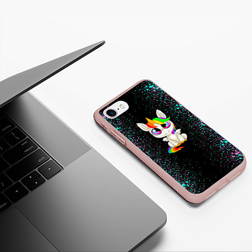 Чехол iPhone 7/8 матовый Единорог / 3D-Светло-розовый – фото 3