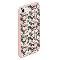 Чехол iPhone 7/8 матовый Камуфляж из цветов, цвет: 3D-светло-розовый — фото 2
