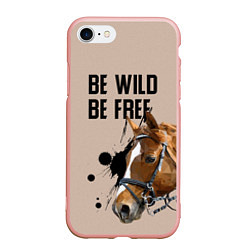 Чехол iPhone 7/8 матовый Be wild be free, цвет: 3D-светло-розовый
