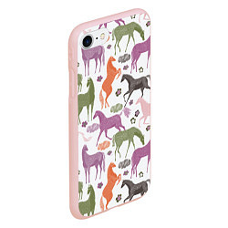 Чехол iPhone 7/8 матовый Лошадки, цвет: 3D-светло-розовый — фото 2