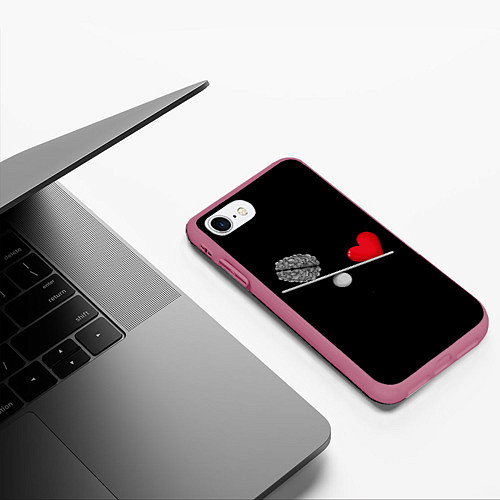 Чехол iPhone 7/8 матовый Слушай Сердце / 3D-Малиновый – фото 3