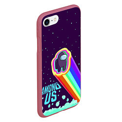 Чехол iPhone 7/8 матовый AMONG US neon rainbow, цвет: 3D-малиновый — фото 2