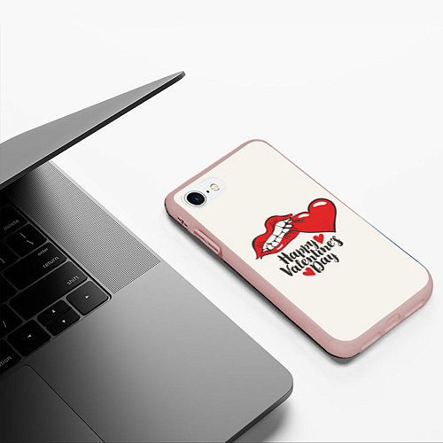 Чехол iPhone 7/8 матовый Happy Valentines Day / 3D-Светло-розовый – фото 3