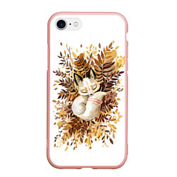 Чехол iPhone 7/8 матовый Лисичка спит в листьях, цвет: 3D-светло-розовый
