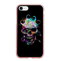 Чехол iPhone 7/8 матовый ЧЕРЕП, цвет: 3D-светло-розовый