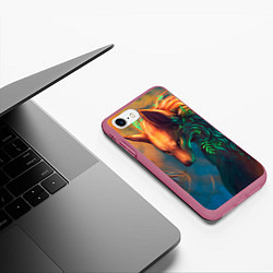 Чехол iPhone 7/8 матовый Волшебная лиса, цвет: 3D-малиновый — фото 2
