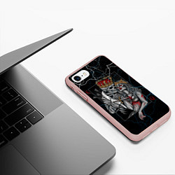Чехол iPhone 7/8 матовый The Skull King and Queen, цвет: 3D-светло-розовый — фото 2