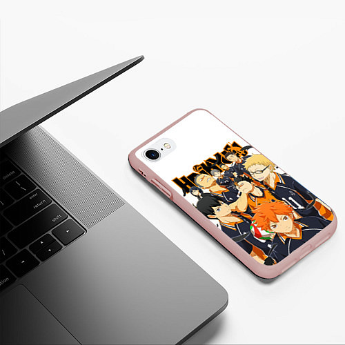 Чехол iPhone 7/8 матовый ВОЛЕЙБОЛ!! HAIKYUU!! / 3D-Светло-розовый – фото 3