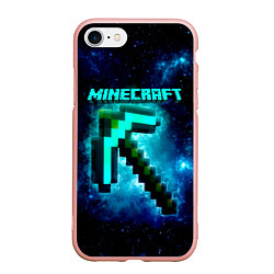 Чехол iPhone 7/8 матовый Minecraft, цвет: 3D-светло-розовый