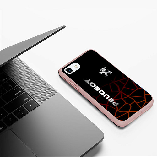 Чехол iPhone 7/8 матовый PEUGEOT / 3D-Светло-розовый – фото 3