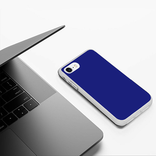 Чехол iPhone 7/8 матовый Синий / 3D-Белый – фото 3
