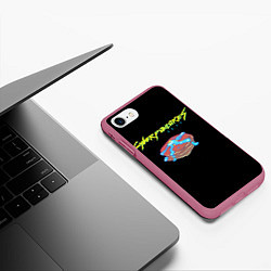 Чехол iPhone 7/8 матовый Киберблин 2077, цвет: 3D-малиновый — фото 2