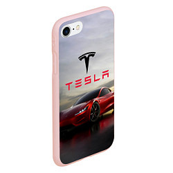 Чехол iPhone 7/8 матовый Tesla Roadster, цвет: 3D-светло-розовый — фото 2