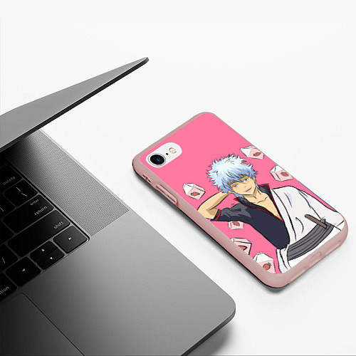 Чехол iPhone 7/8 матовый Gintama Гинтама / 3D-Светло-розовый – фото 3