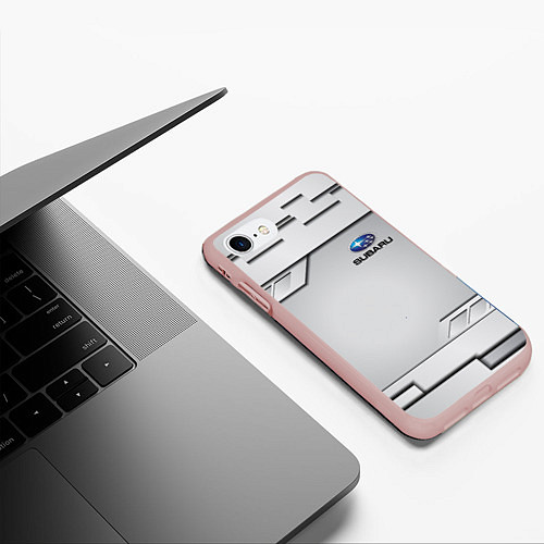 Чехол iPhone 7/8 матовый SUBARU СУБАРУ / 3D-Светло-розовый – фото 3