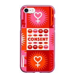 Чехол iPhone 7/8 матовый Feminism, цвет: 3D-малиновый