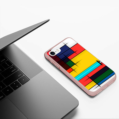 Чехол iPhone 7/8 матовый Абстрактные фигуры цвета / 3D-Светло-розовый – фото 3