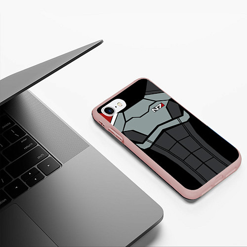 Чехол iPhone 7/8 матовый КОСТЮМ N7 MASS EFFECT N7 М / 3D-Светло-розовый – фото 3