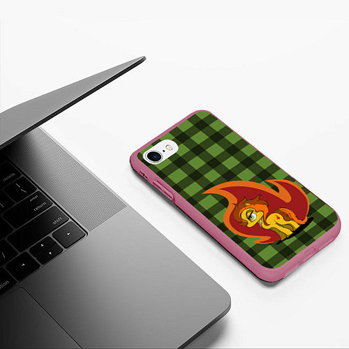 Чехол iPhone 7/8 матовый Пони по имени Огонек / 3D-Малиновый – фото 3