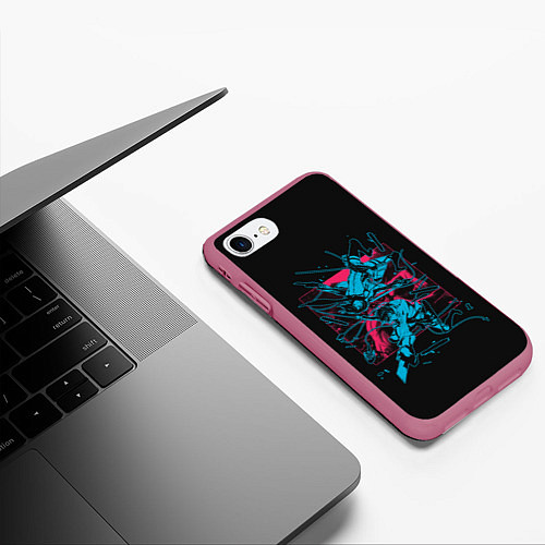 Чехол iPhone 7/8 матовый Атака Титанов / 3D-Малиновый – фото 3
