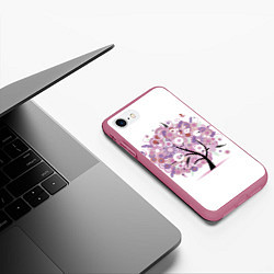 Чехол iPhone 7/8 матовый Цветочное Дерево, цвет: 3D-малиновый — фото 2