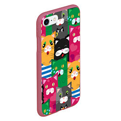 Чехол iPhone 7/8 матовый Удивленные Коты, цвет: 3D-малиновый — фото 2