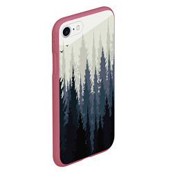 Чехол iPhone 7/8 матовый Лес, цвет: 3D-малиновый — фото 2