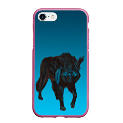 Чехол iPhone 7/8 матовый Черный дух волка, цвет: 3D-малиновый