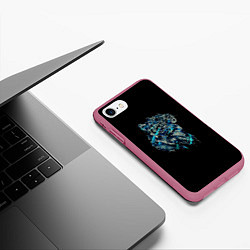 Чехол iPhone 7/8 матовый ТИГР Хищник, цвет: 3D-малиновый — фото 2