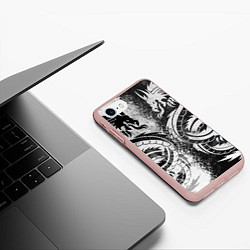 Чехол iPhone 7/8 матовый ДРАКОНЫ DRAGONS, цвет: 3D-светло-розовый — фото 2