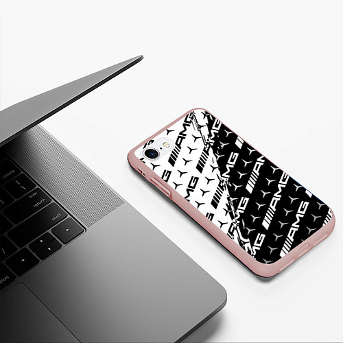 Чехол iPhone 7/8 матовый MERCEDES BENZ AMG / 3D-Светло-розовый – фото 3