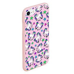 Чехол iPhone 7/8 матовый Единороги и звезды, цвет: 3D-светло-розовый — фото 2