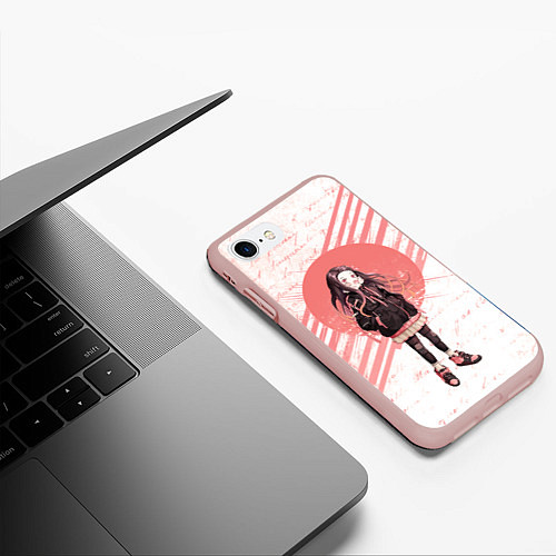 Чехол iPhone 7/8 матовый Незуко / 3D-Светло-розовый – фото 3