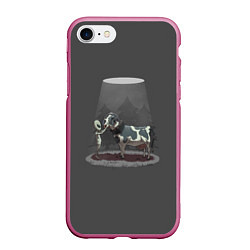 Чехол iPhone 7/8 матовый Прощай, корова, цвет: 3D-малиновый