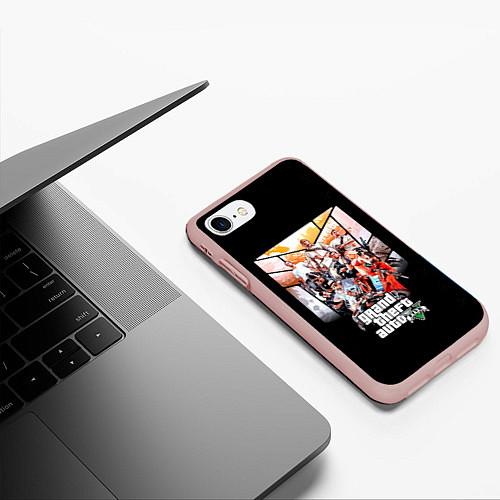 Чехол iPhone 7/8 матовый Grand Theft Auto five / 3D-Светло-розовый – фото 3