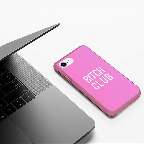 Чехол iPhone 7/8 матовый Bitch club / 3D-Малиновый – фото 3