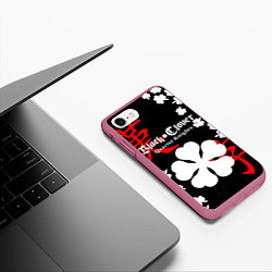 Чехол iPhone 7/8 матовый ЧЕРНЫЙ КЛЕВЕР, цвет: 3D-малиновый — фото 2