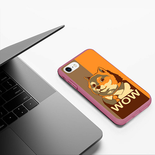 Чехол iPhone 7/8 матовый Doge Wow / 3D-Малиновый – фото 3
