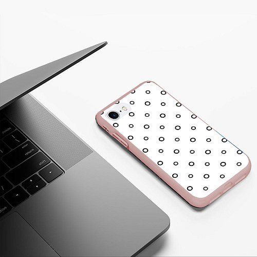 Чехол iPhone 7/8 матовый Черно-белый узор в горошек / 3D-Светло-розовый – фото 3