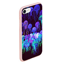 Чехол iPhone 7/8 матовый Неоновые медузы, цвет: 3D-светло-розовый — фото 2