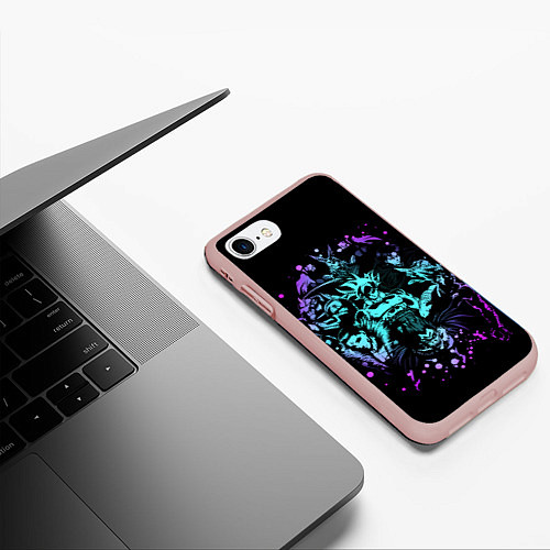 Чехол iPhone 7/8 матовый Герои аниме / 3D-Светло-розовый – фото 3