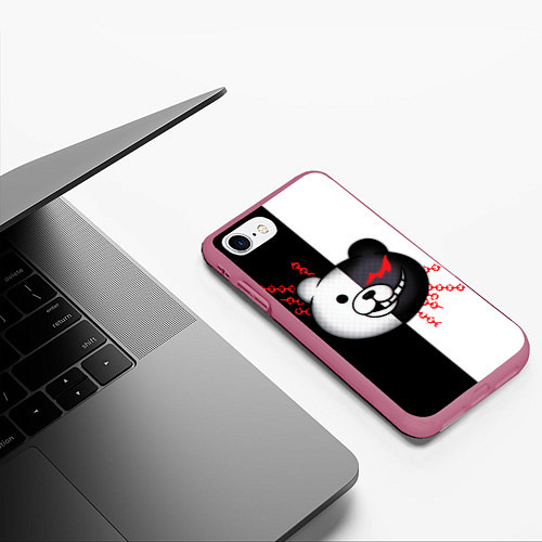 Чехол iPhone 7/8 матовый MONOKUMA МОНОКУМА / 3D-Малиновый – фото 3