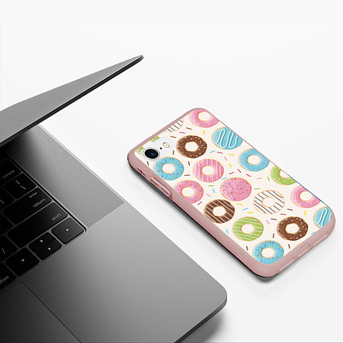 Чехол iPhone 7/8 матовый Пончики Donuts / 3D-Светло-розовый – фото 3