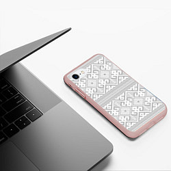 Чехол iPhone 7/8 матовый Русские народные узоры, цвет: 3D-светло-розовый — фото 2