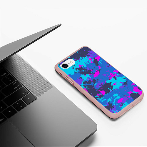 Чехол iPhone 7/8 матовый Неоновые краски / 3D-Светло-розовый – фото 3