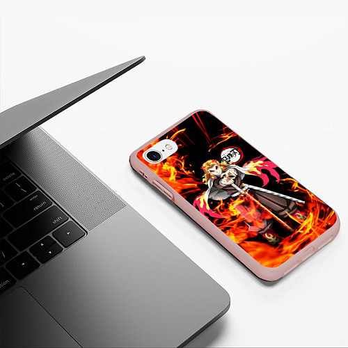 Чехол iPhone 7/8 матовый КЛИНОК РАССЕКАЮЩИЙ ДЕМОНОВ / 3D-Светло-розовый – фото 3