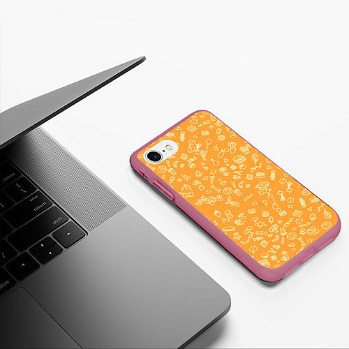 Чехол iPhone 7/8 матовый Оранжевая еда / 3D-Малиновый – фото 3