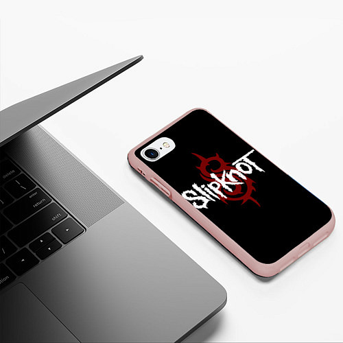 Чехол iPhone 7/8 матовый Slipknot Надпись / 3D-Светло-розовый – фото 3
