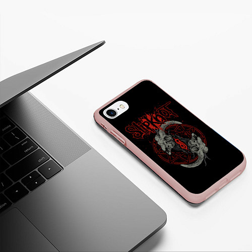 Чехол iPhone 7/8 матовый Slipknot Черепа / 3D-Светло-розовый – фото 3